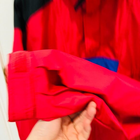 Vintage Colombia Pullover Anorak Jacket Coat Men’s L Red Blue Kangaroo Pocket - Picture 14 of 16